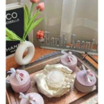 Elegant Purple Concrete Containers Wedding Giveaways Soy Wax Candles Vanilla Scent - 80gm each - Image 2